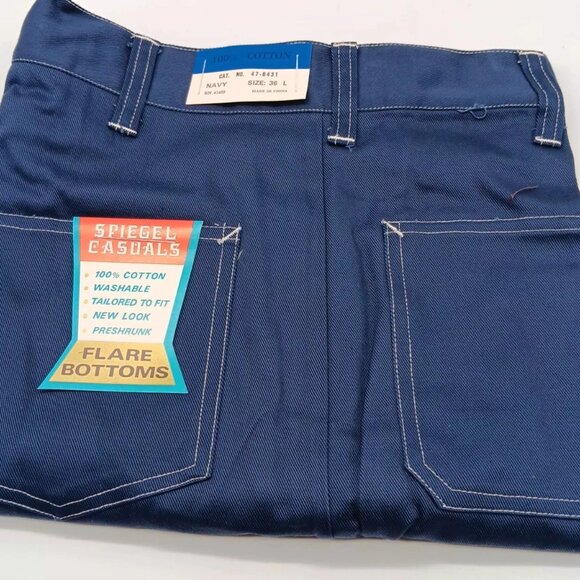 Vtg Spiegal Casual Flare Bottoms Men's Jeans NAVY Retro 36 X 33 NWT Deadstock - Picture 1 of 7